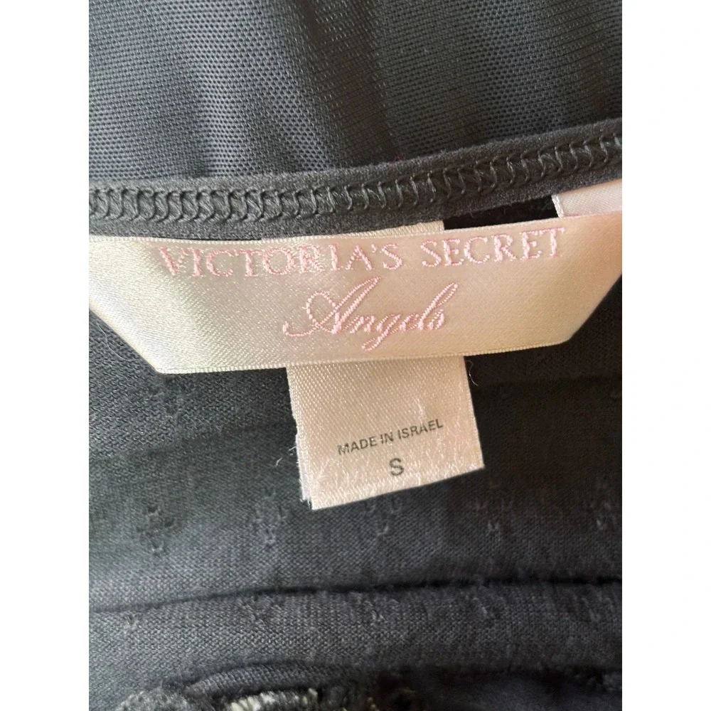 Sheer Ruffle Victoria's Secret Slip Dress Pointelle Rosette S Black Vintage